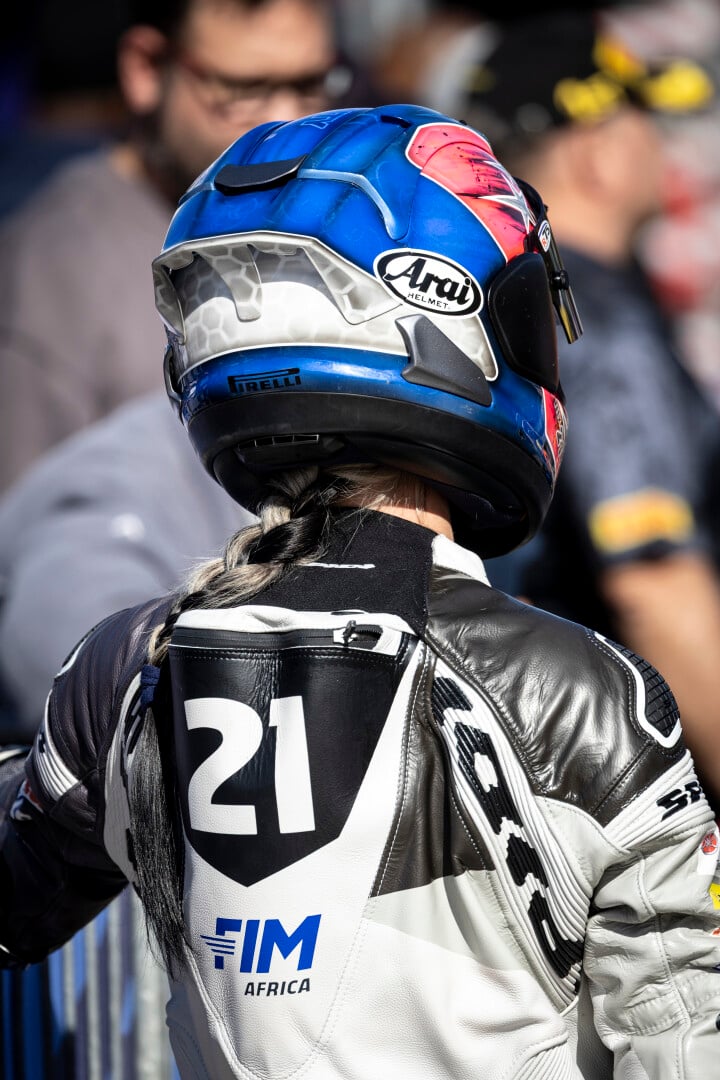 backview biker with helmet